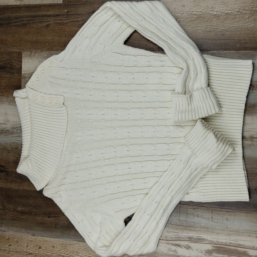 Steve & Barry's Cream Colored Cowl Neck Cable Knit Sweater Size XL